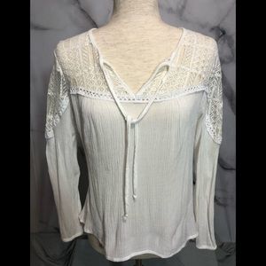 Zanzea BOHO Crochet Sheer Blouse in Off White